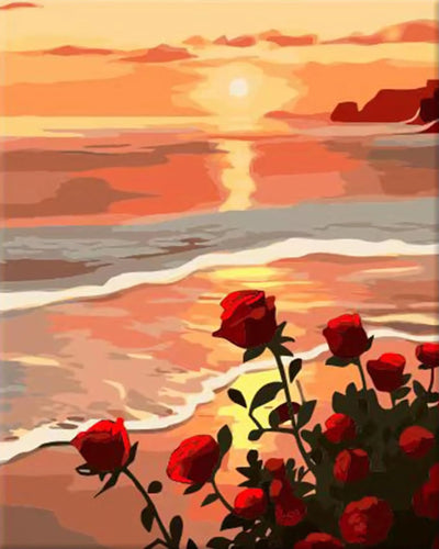 Atardecer con Rosas Pintor Numerico