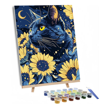 Gato Girasol Pintor Numerico