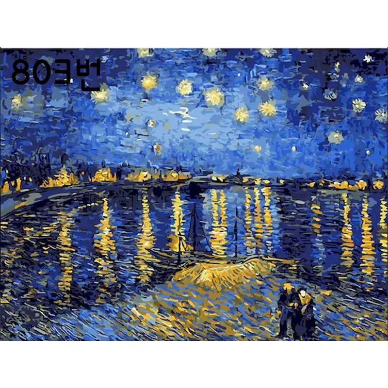 Pareja Noche Estrellada Pintor Numerico